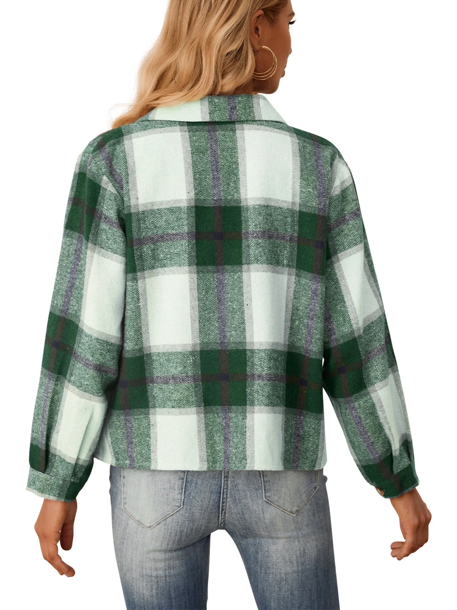 Womens Shacket Plaid Shirts Flannel Shacket Jacket Long Sleeve Button down Shirt Trendy Outfits for Women Coats