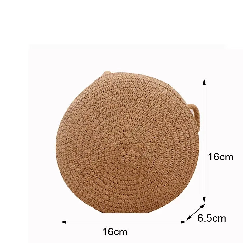 Gusure Summer Woven Straw Crossbody Bags for Women Fashion round Handmade Rattan Beach Small Handbag Travel Female Shoulder Bag