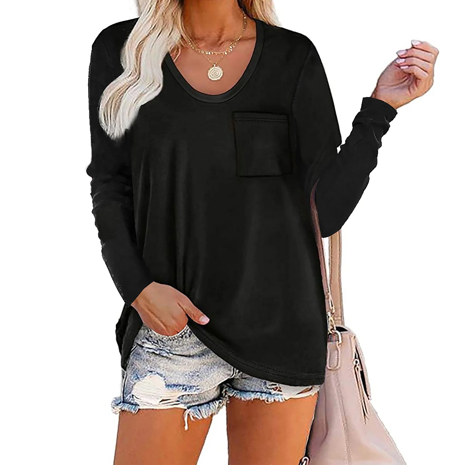 Women Fall Fashion Cute Long Sleeve Shirts Twist Knot Tunic Tops Color Block Tshirt Casual Crew Neck Green Blouse Clothing